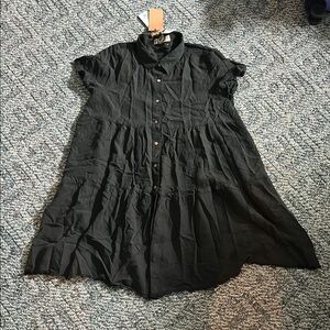 Elegant Black Button-Up Dress